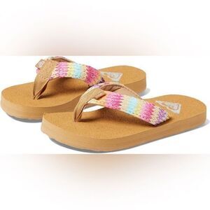 Roxy Sandal Kids Toddler 8 Porto Slingback Shoes Ochre Flip Flops Raffia SB